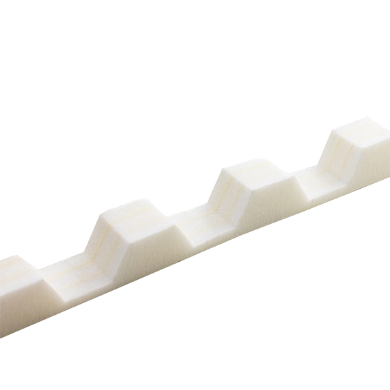 Profilfüller für Trapez Profil 76/18, ideal zur Abdichtung und Verbesserung der Isolierung von Trapezplatten in Überdachungsprojekten.