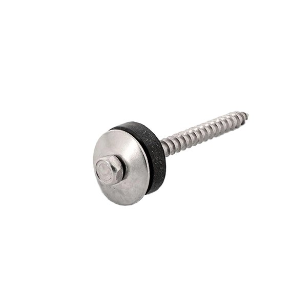 Edelstahlschraube 6,3x45 mm mit Pilzdichtung, ideal für robuste, wasserdichte Montage in Bau- und Überdachungsprojekten