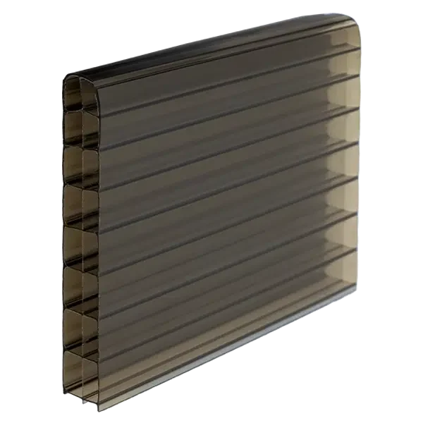Polycarbonat Doppelstegplatten 16 mm in Bronze-Braun mit Longlife-Behandlung und 3-fach Struktur, ideal für ästhetische Überdachungen mit UV-Schutz