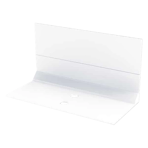 Weißer Glashaltewinkel aus Aluminium, 50x37 mm, für Glasprofilsysteme 80mm, ideal für eine stilvolle und sichere Glasbefestigung
