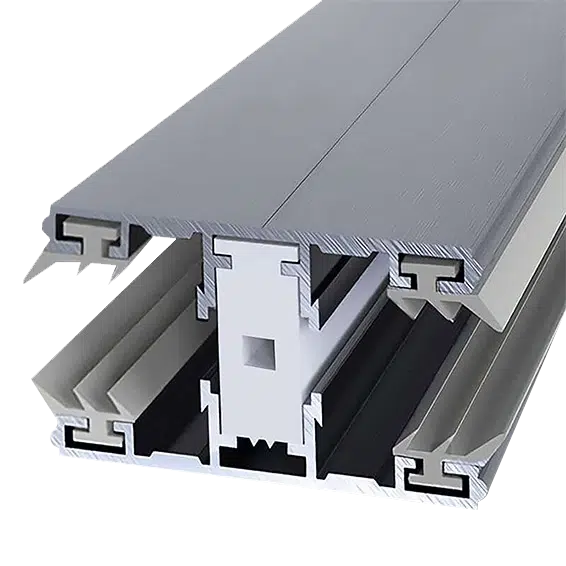 Mittelthermosystem 60mm aus Aluminium für 6 mm ESG und VSG, inklusive Thermoprofil, optimiert für Energieeffizienz und Isolation