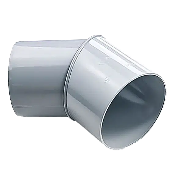 Rohrbogen 45° aus PVC in Grau, DN75, für flexible Richtungsänderungen in Regenwassersystemen