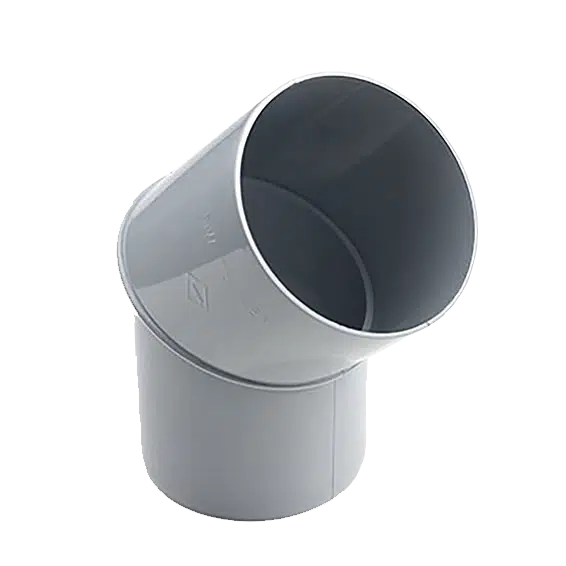 Rohrbogen 45° aus PVC in Grau, DN75, für flexible Richtungsänderungen in Regenwassersystemen