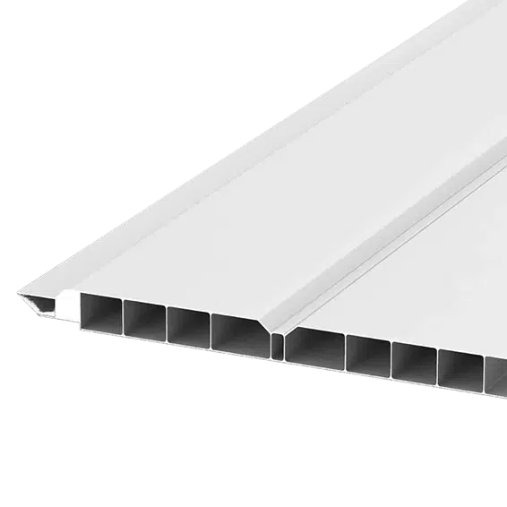 Weißes PVC Wand- und Deckenpaneel für Innen- und Außenbereich.