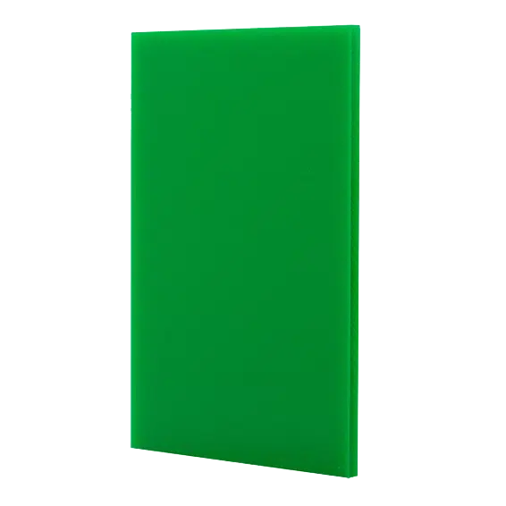 Acrylglas GS Grün, 3 mm dick, transluzent mit 12% Lichtdurchlässigkeit, ideal für dekorative Anwendungen.