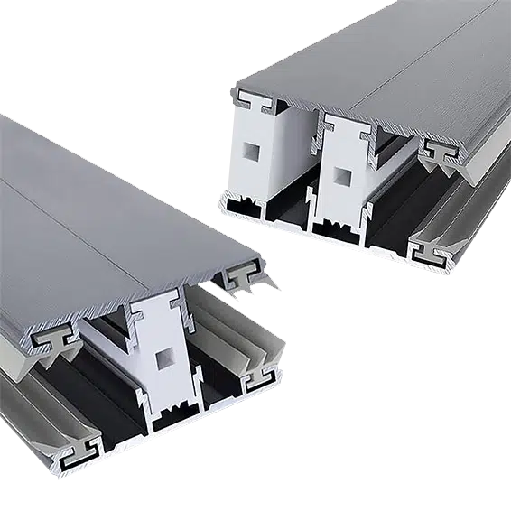 Kategoriebild für 6 mm Thermoprofile, bestehend aus einem Mittelprofil und einem Randprofil mit Lippendichtungen für Doppelstegplatten.